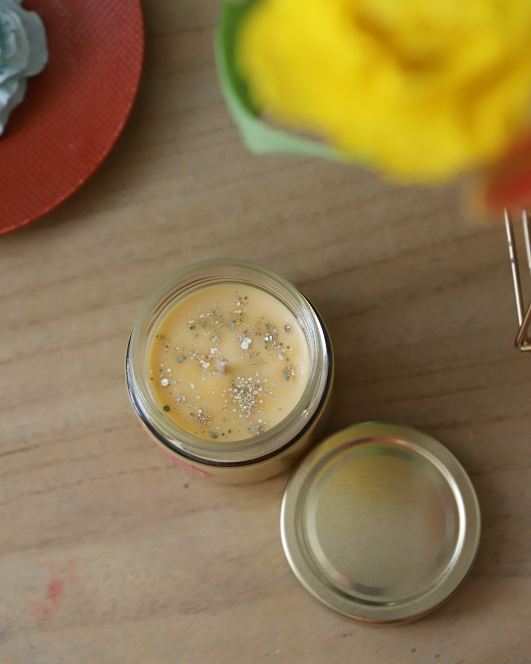 Bougie en pot parfum CITRONNELLE et paillettes