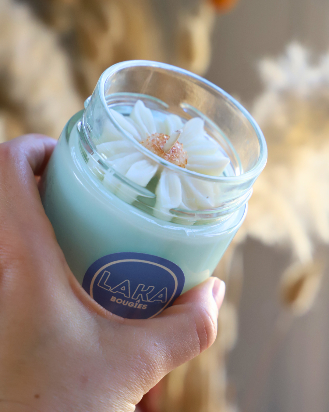 Bougie en pot parfum LINGE FRAIS et Pâquerette - 180g de cire