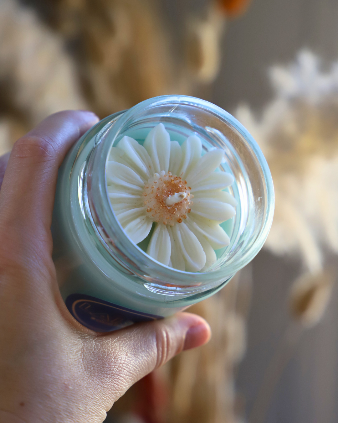 Bougie en pot parfum LINGE FRAIS et Pâquerette - 180g de cire