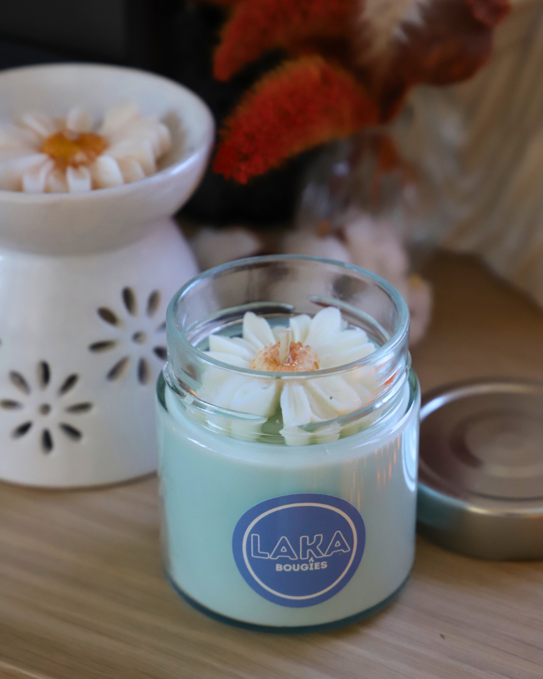 Bougie en pot parfum LINGE FRAIS et Pâquerette - 180g de cire