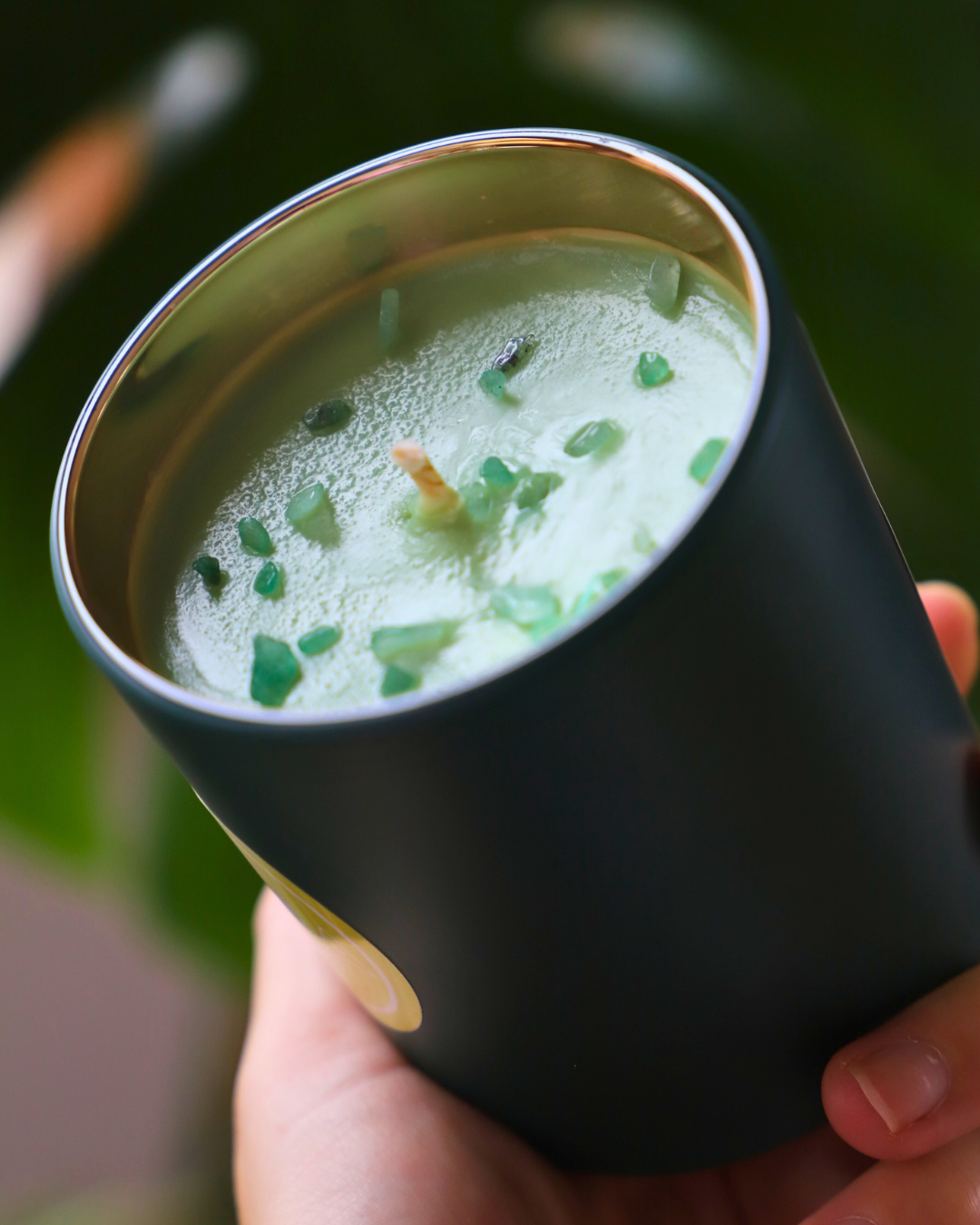 Bougie en pot 200G - BALADE EN FORÊT et pierres naturelles AVENTURINE