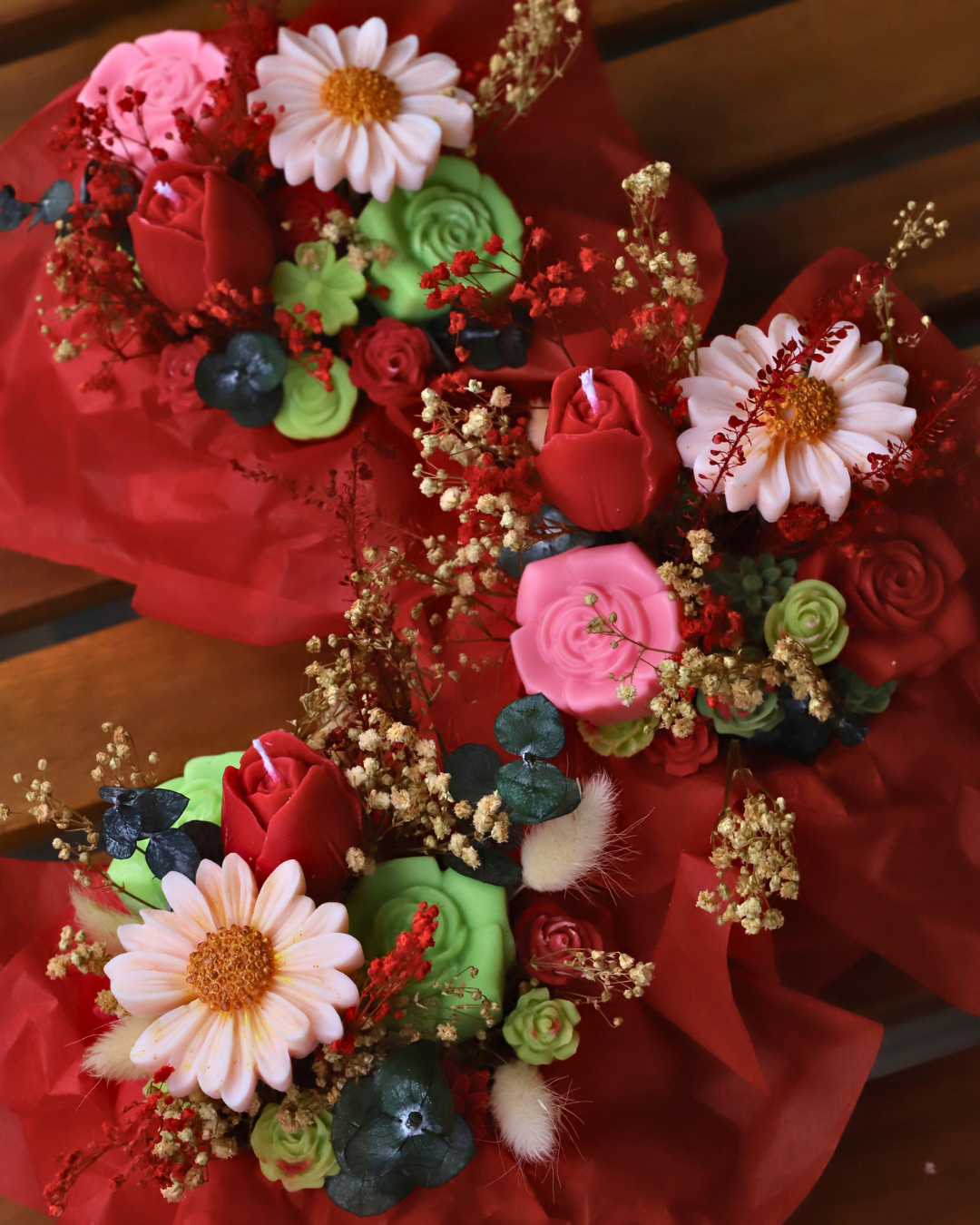 Bouquet de fondants parfumés et tiges de fleurs séchées – création artisanale