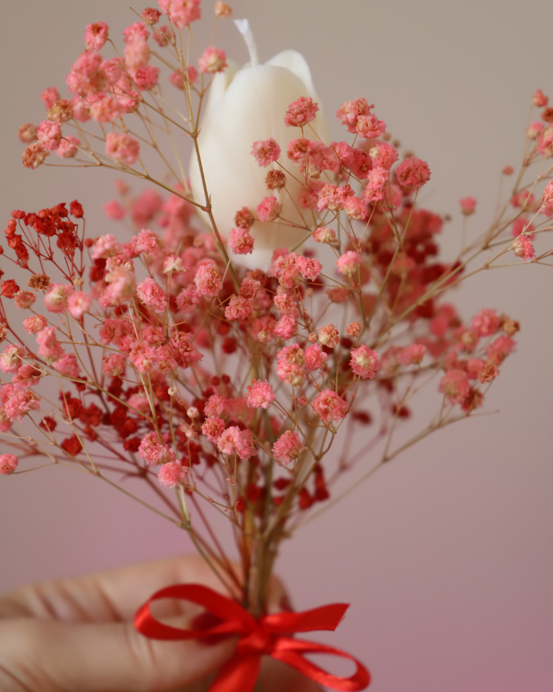 La tige de bougie TULIPE & son gypsophile