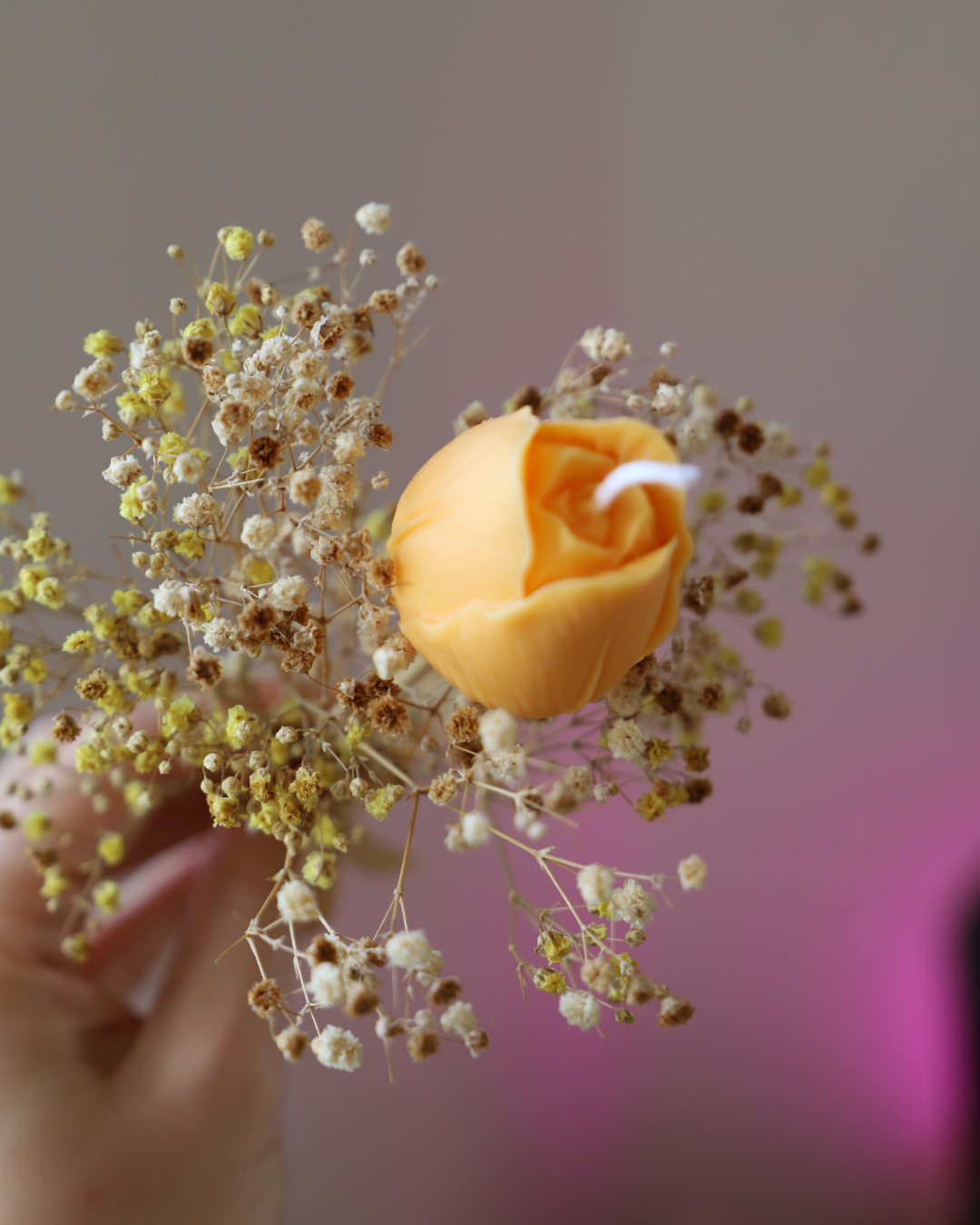 La tige de bougie TULIPE & son gypsophile