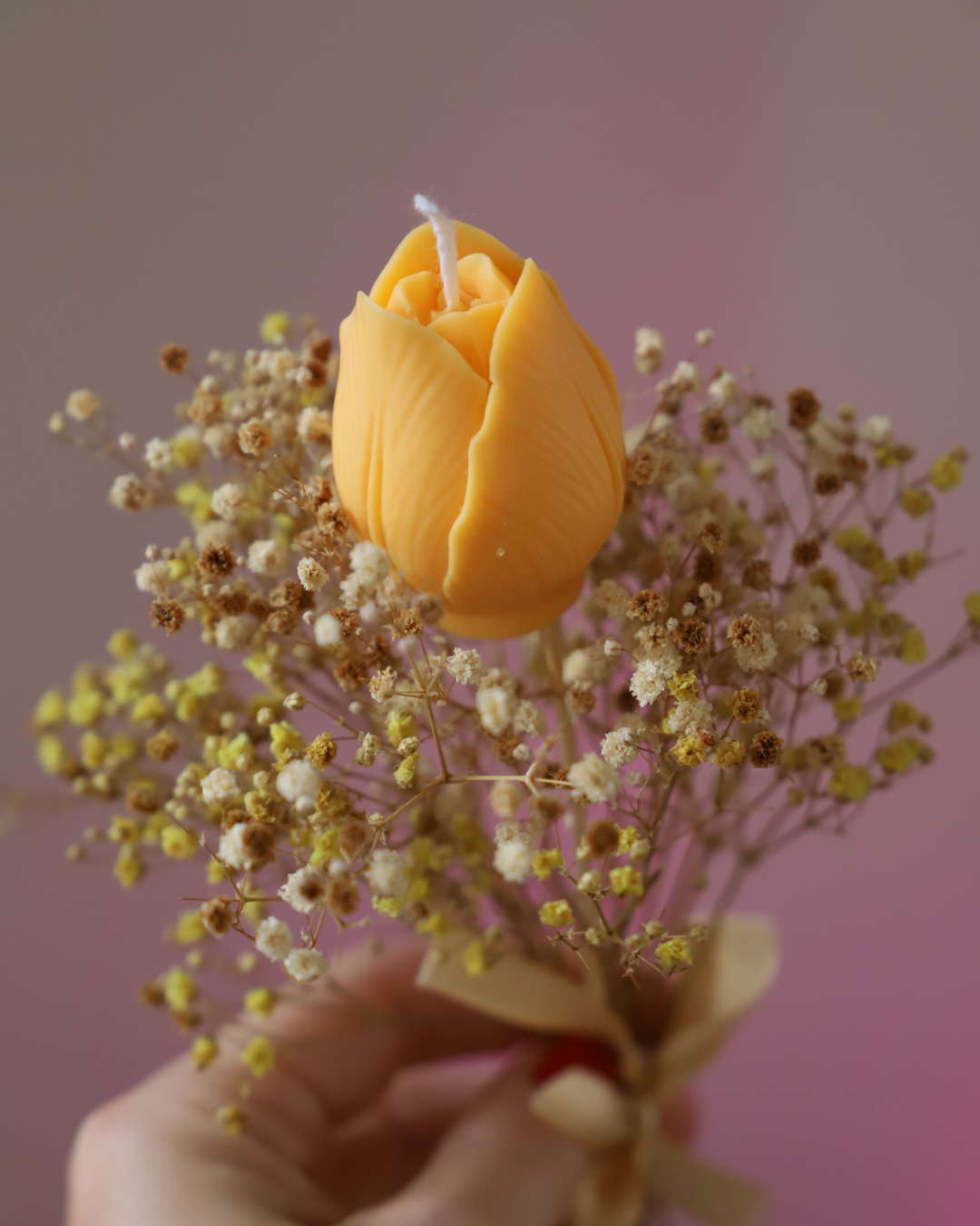 La tige de bougie TULIPE & son gypsophile