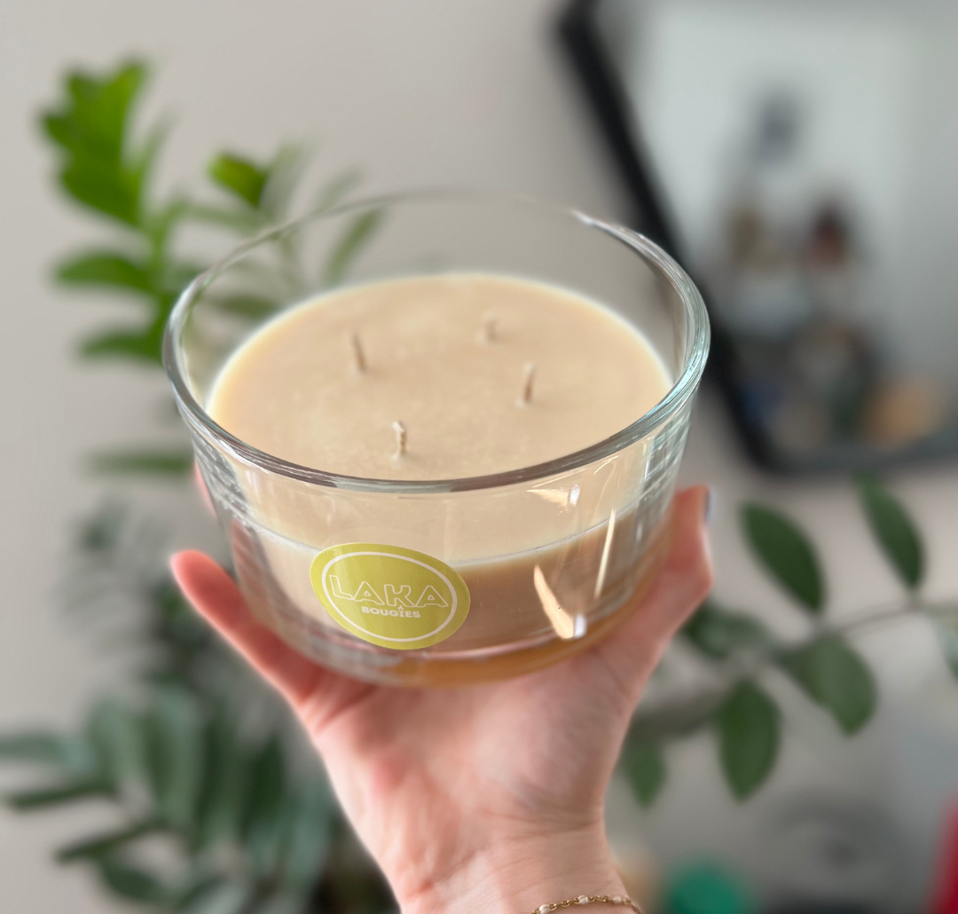 Bougie en pot - 4 mèches colorée et parfumées - 400g de cire
