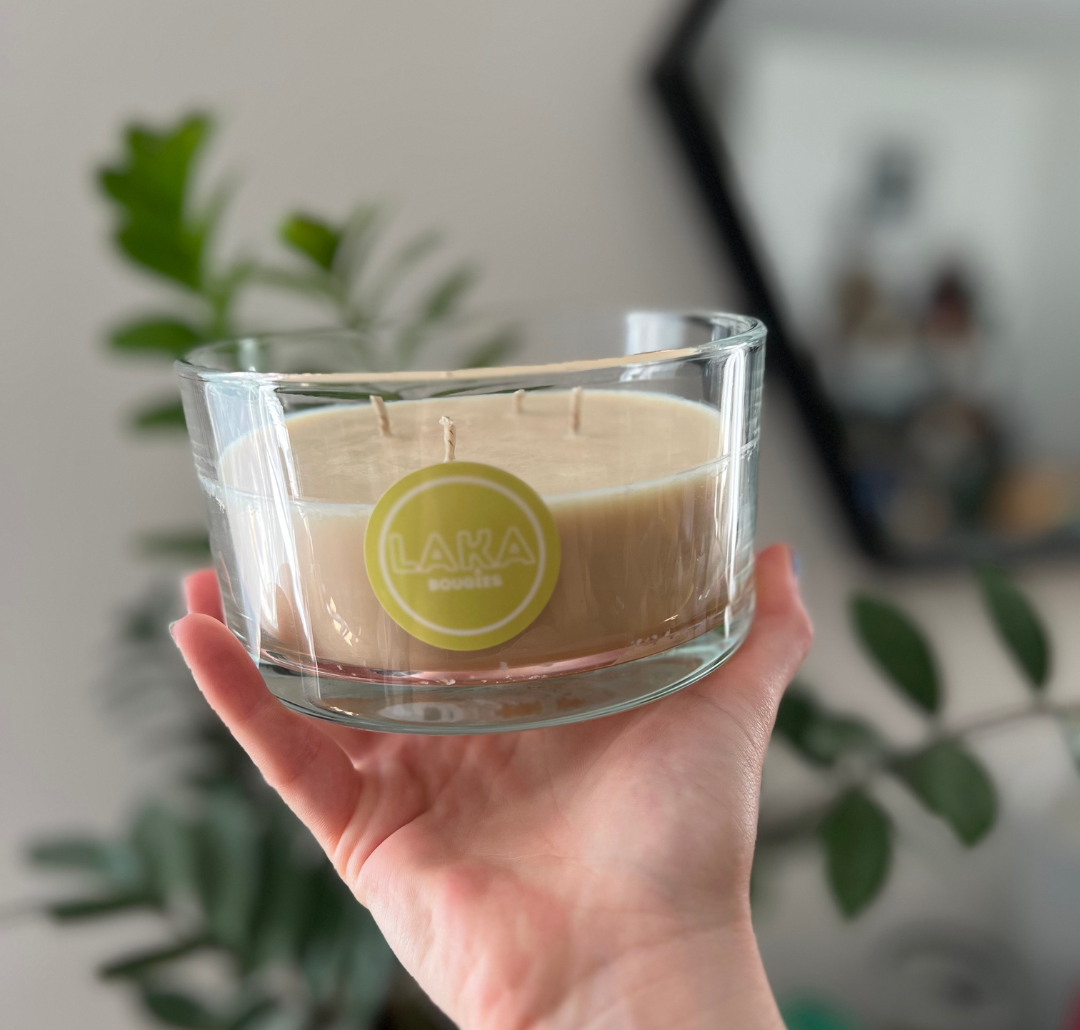 Bougie en pot - 4 mèches colorée et parfumées - 400g de cire