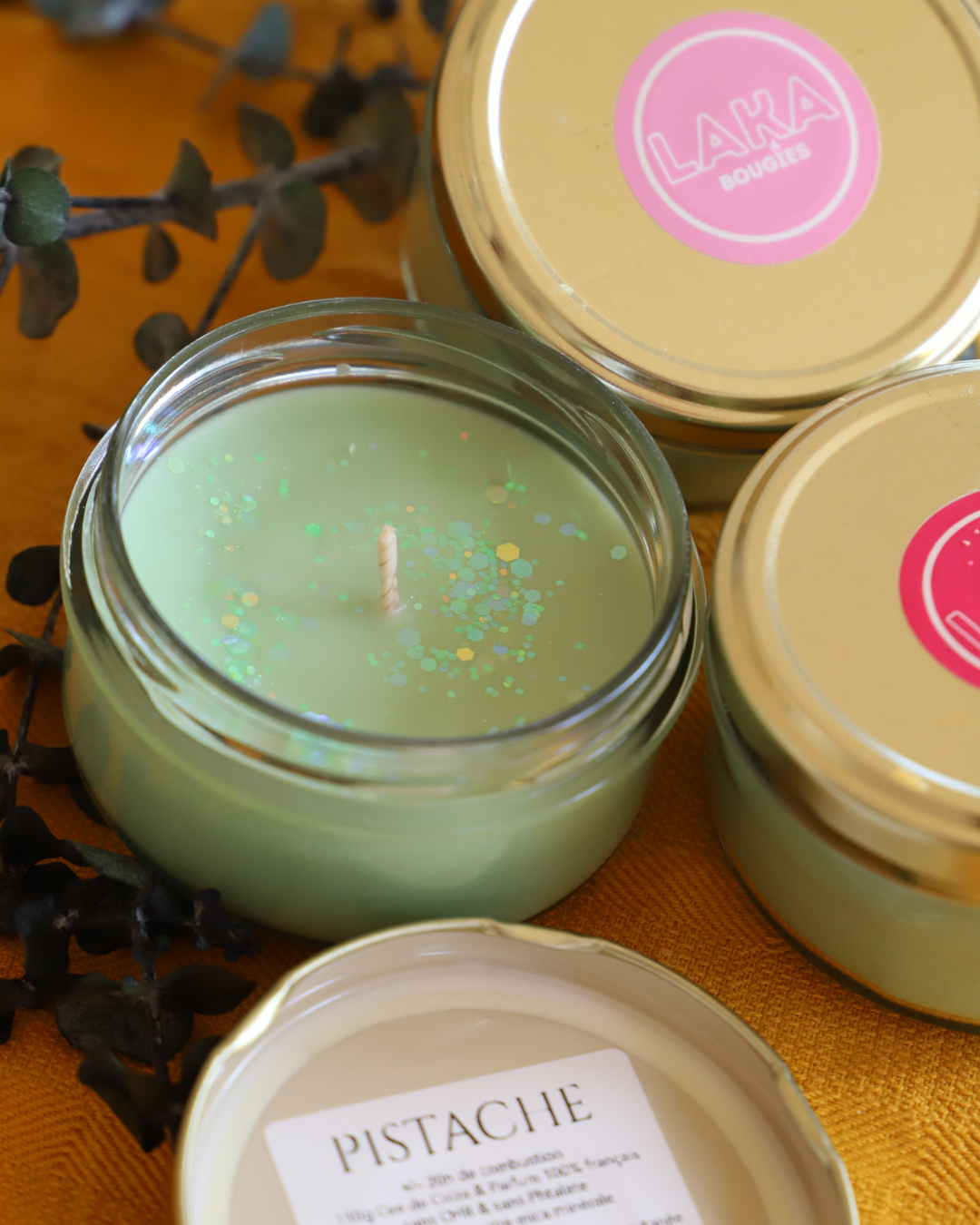Bougie en pot parfum PISTACHE  - 110g de cire de colza