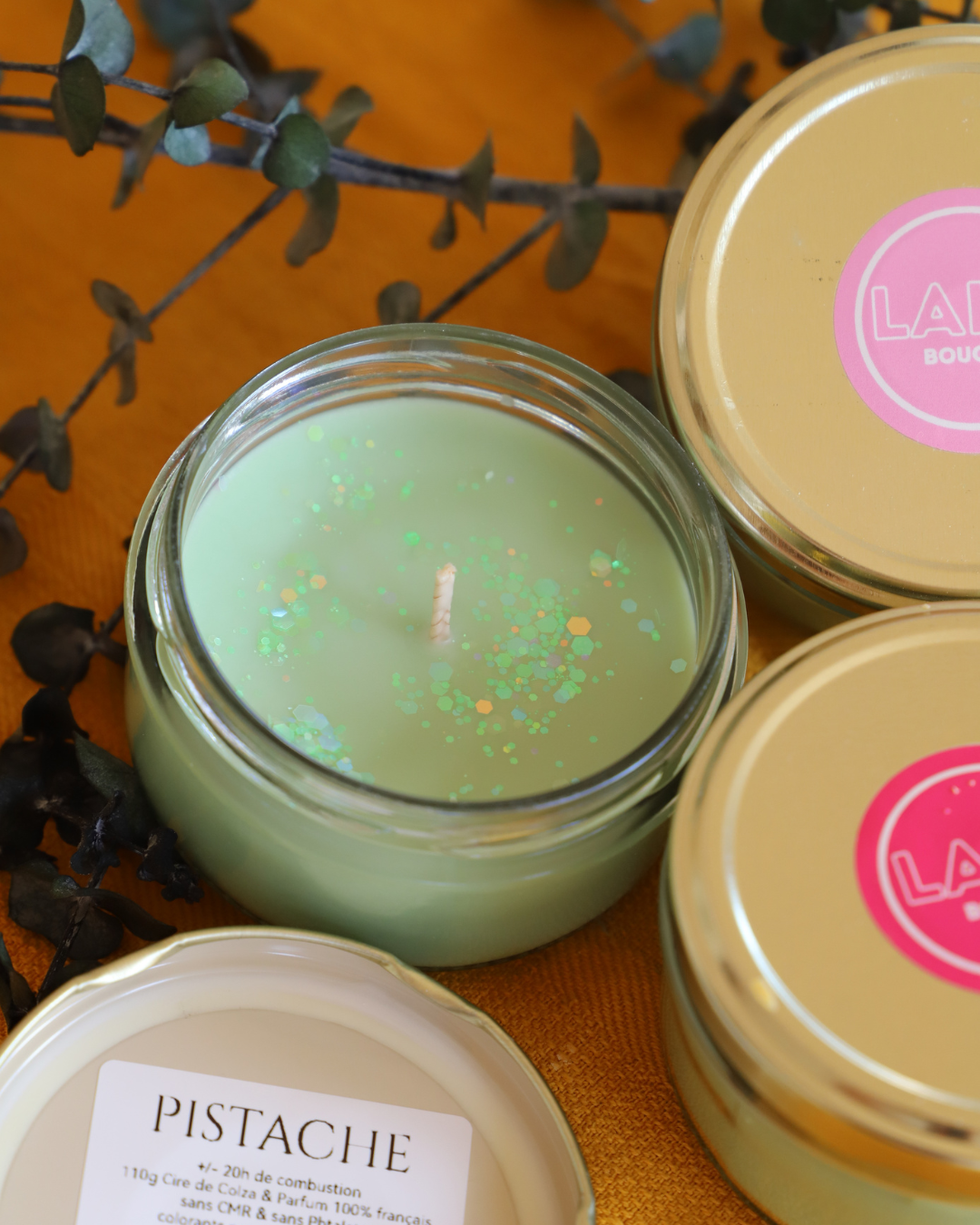 Bougie en pot parfum PISTACHE  - 110g de cire de colza
