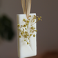 Suspension parfumée VERVEINE / GYPSOPHILE JAUNE - RUBAN OR - rectangle moyen