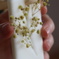 Suspension parfumée VERVEINE / GYPSOPHILE JAUNE - RUBAN OR - rectangle moyen