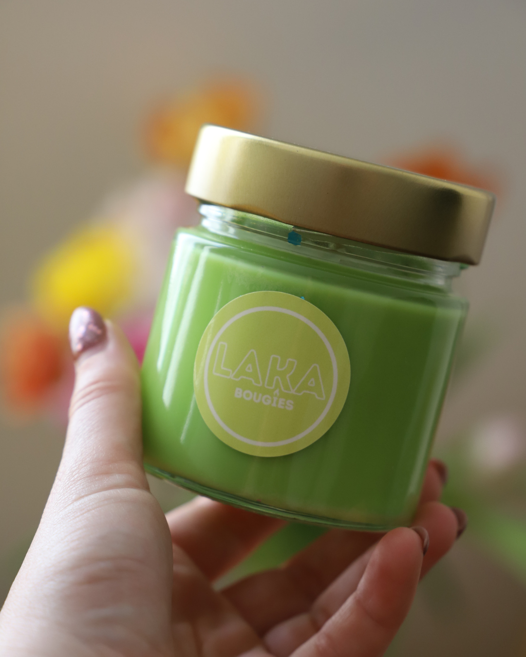 Bougie en pot parfum CITRON VERT et paillettes - 150g de cire