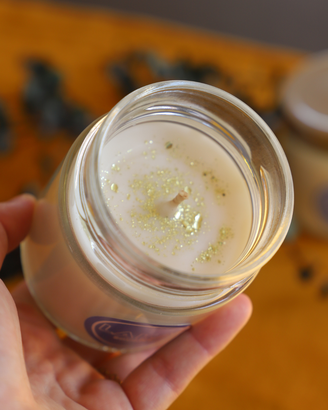 Bougie en pot parfum NOIX DE COCO et paillettes - 150g de cire