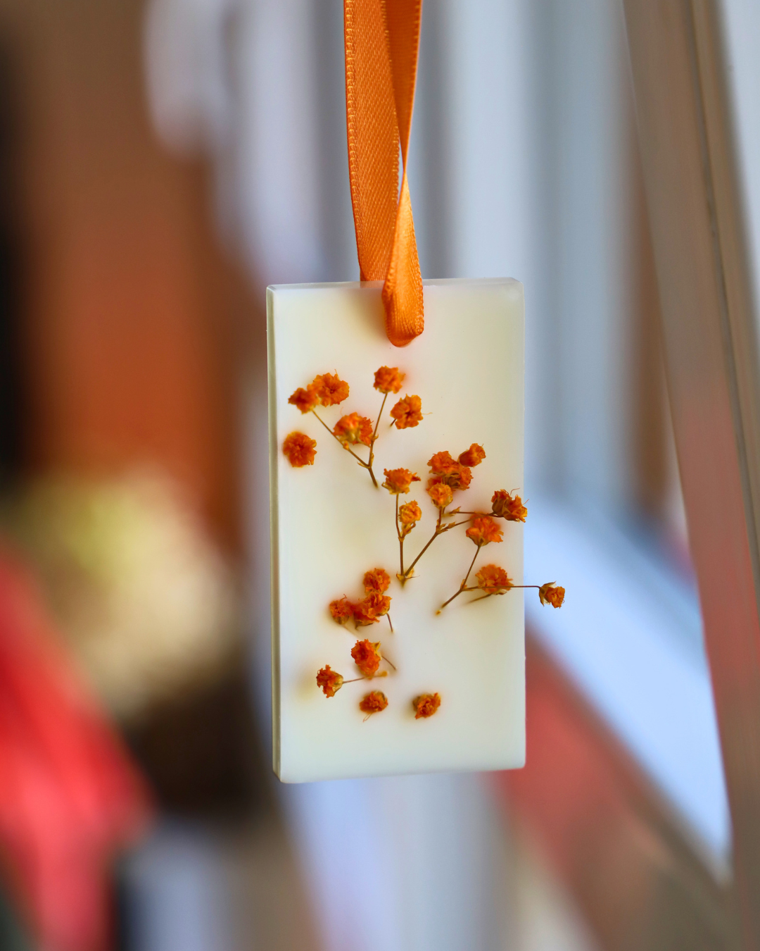 Suspension parfumée GYPSOPHILE & RUBAN ORANGE - rectangle moyen