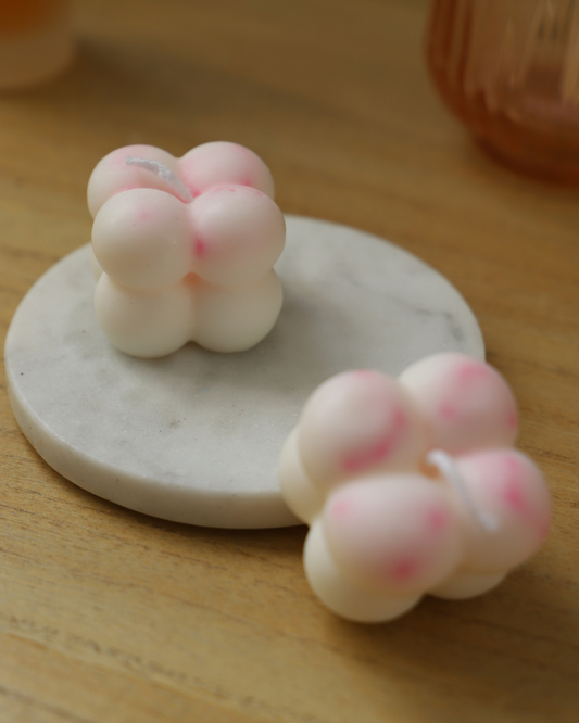 La mini bulle rose et blanche - bougie moulée