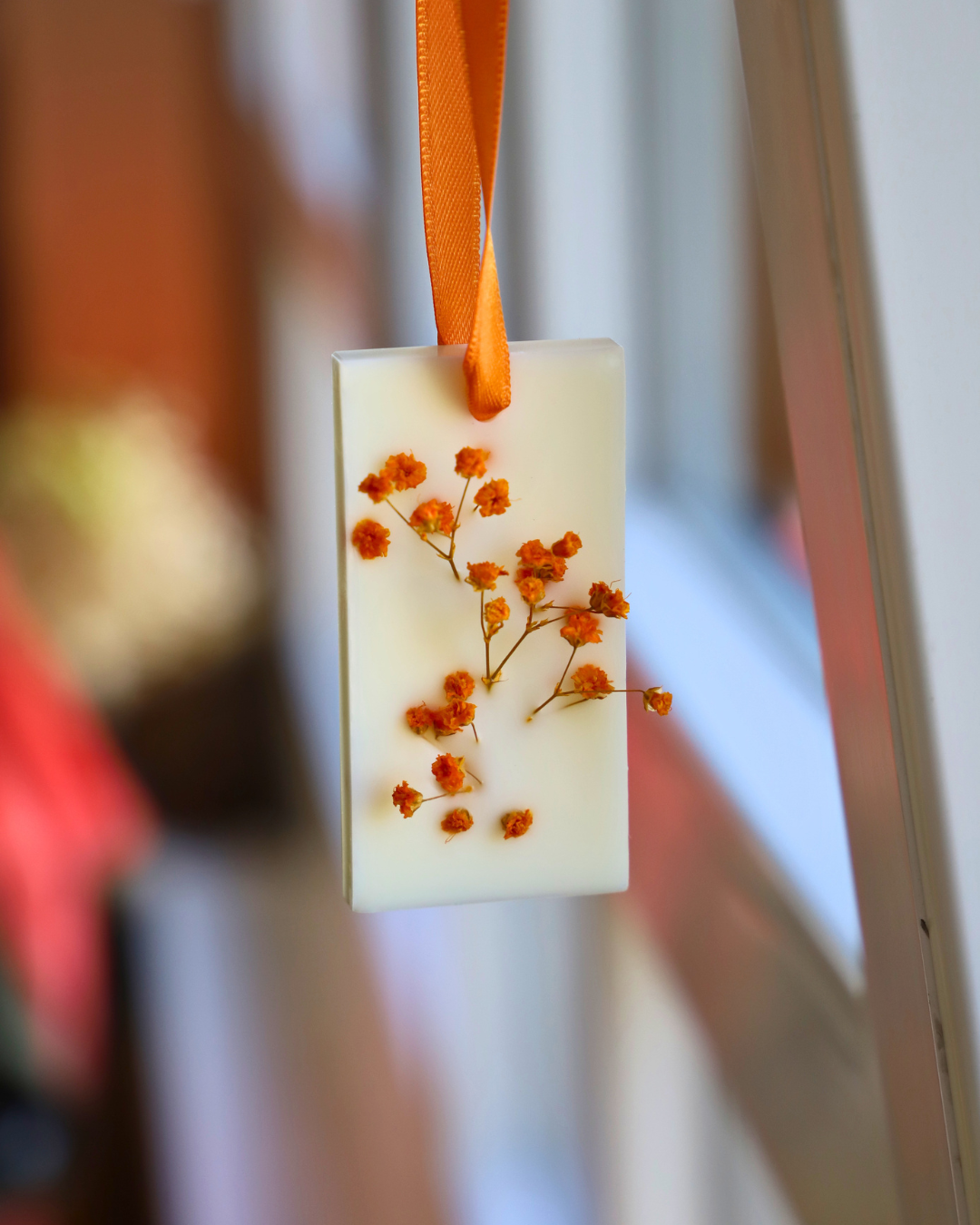 Suspension parfumée GYPSOPHILE & RUBAN ORANGE - rectangle moyen