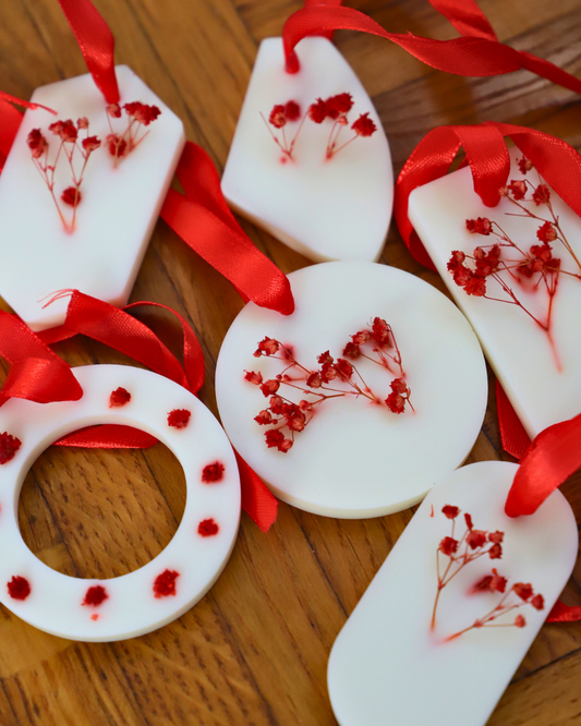 Suspension rouge - gypsophile