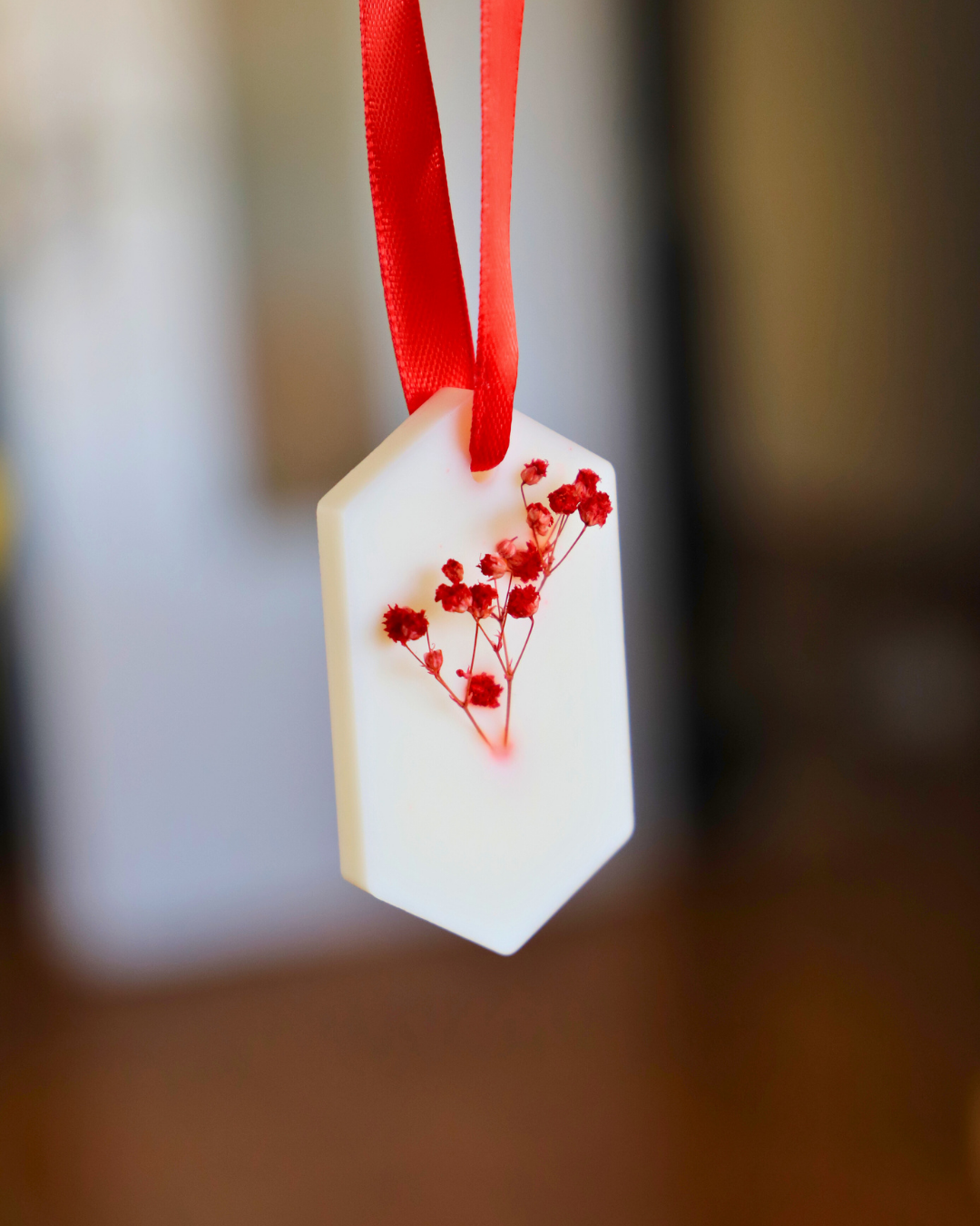 Suspension rouge - gypsophile