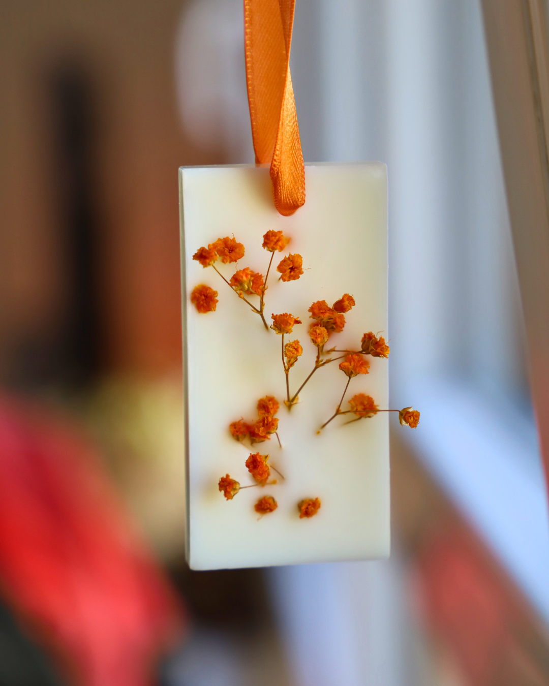 Suspension parfumée GYPSOPHILE & RUBAN ORANGE - rectangle moyen