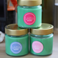 Bougie en pot parfum HERBE COUPÉE et paillettes - 150g de cire