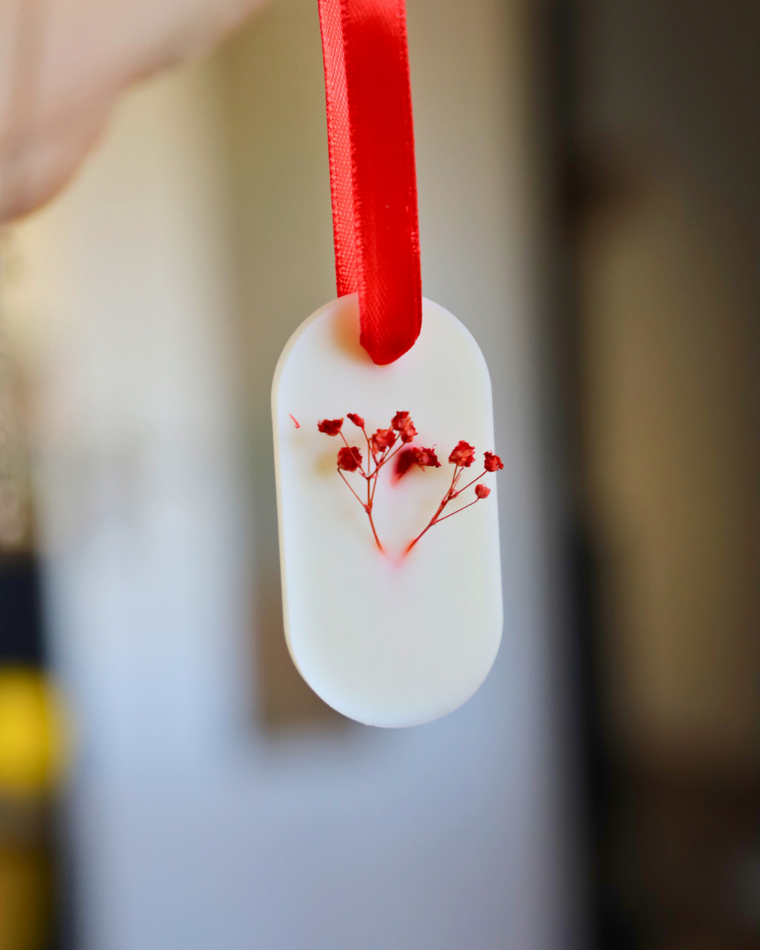 Suspension rouge - gypsophile