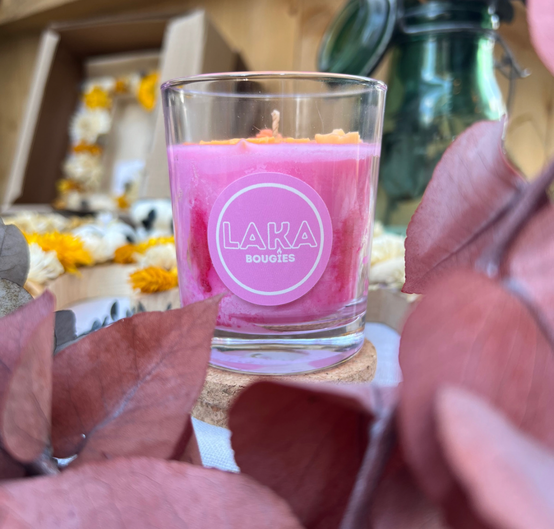 Bougie rose parfum pastèque - 150g de cire – Laka Bougies